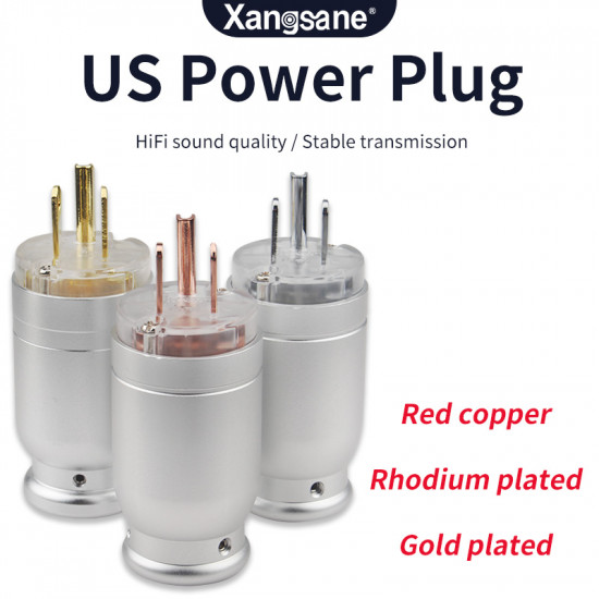 1 Set of Aluminum Alloy Shell Red Copper US Insert Core Rhodium-plated/gold-plated Power Plug Diy Power Cable Plug