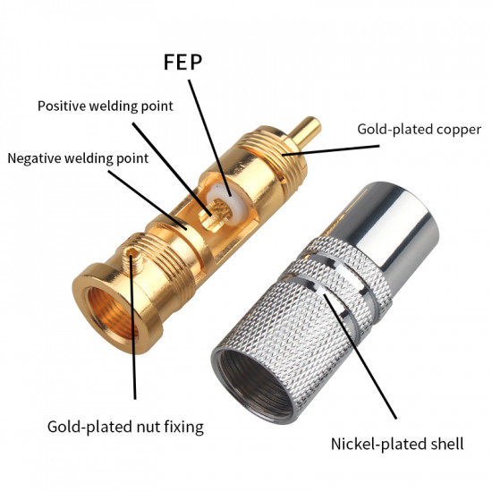 High Quality Pure Copper Gold-plated/nickel-plated RCA Plug 8mm-10mm Diameter