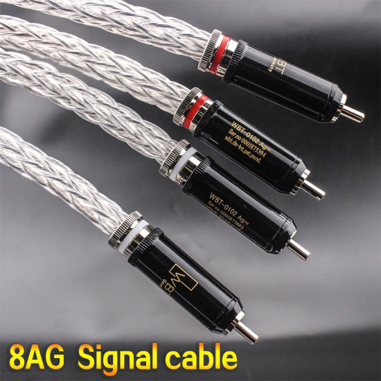 8AG 8N OCC silver-plated audio rca cable 