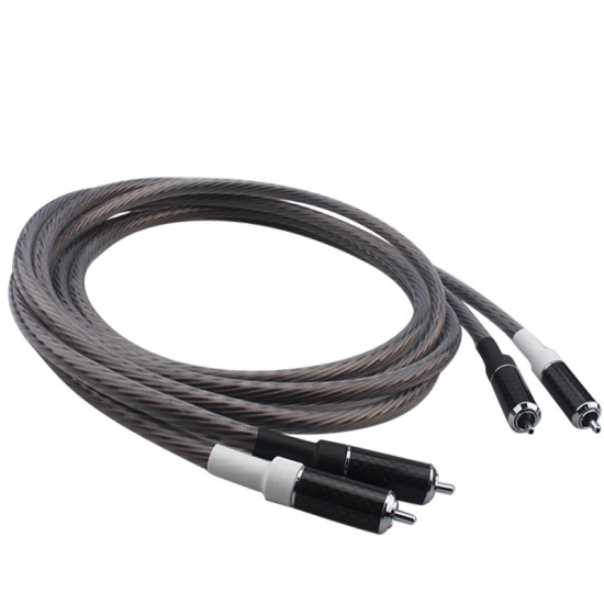 A Pair of Carbon Fiber OCC Hi-end Silver Plated Audio Rca Cable 