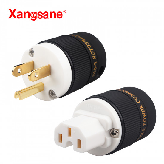 A Set P-04G White US Gold-plated of Audio Power Plug 