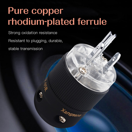 A Set P-05R Audio Grade Hifi Transparent US Rhodium-plated Power Cable Plug 