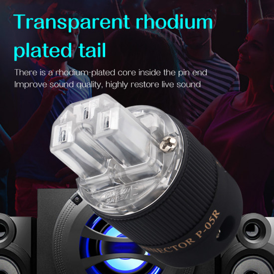 A Set P-05R Audio Grade Hifi Transparent US Rhodium-plated Power Cable Plug 