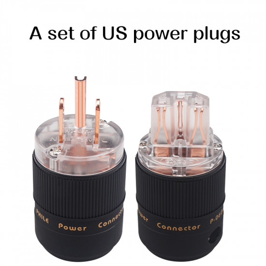 1 Set P-06Cu Pure Red Copper US Audio HiFi Diy Power Plug 