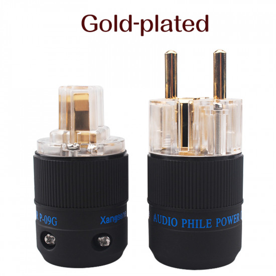 P-09G/P-09PL A Set of  EU Pure Copper Gold-plated/rhodium-plated Audio Power Plug HiFi Power Cord DIY Accessory Plug