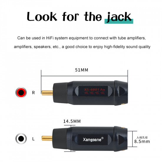 XS-6001Au 4pcs Pure Copper Gold-plated RCA