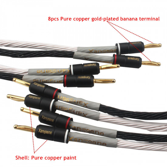 Xangsane 12TC OCC Copper Audio Speaker Cable Pure Copper Banana Plug