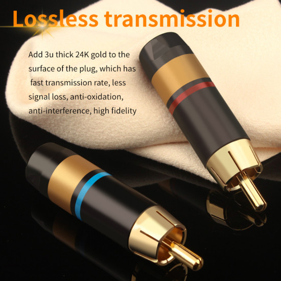 XS-R08 Pure Copper Gold-plated RCA Plug Coaxial Cable Signal Cable To Power Amplifier Accessories