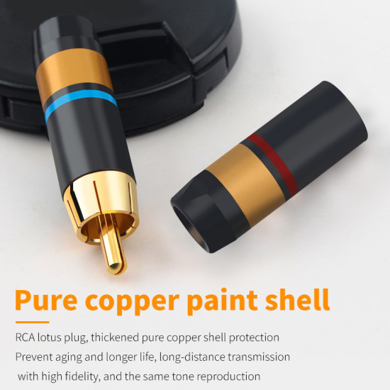 XS-R08 Pure Copper Gold-plated RCA Plug Coaxial Cable Signal Cable To Power Amplifier Accessories