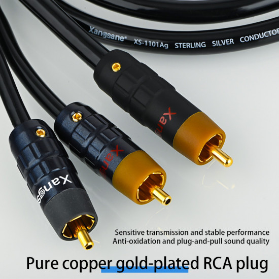 4N Pure Silver One Rca To Two Rca Audio Cable 