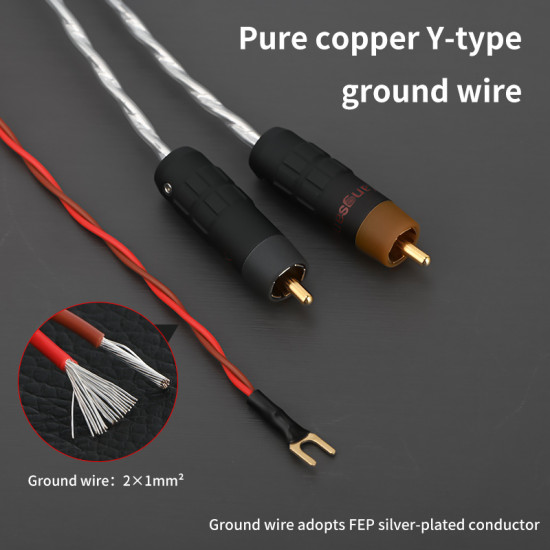 6N Pure Silver LP Vinyl Record  Audio Cable with Ground Wire