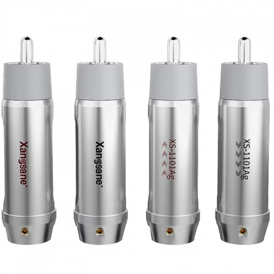 4Pcs DIY 4N Pure Silver Core RCA Plug Weld Coaxial Sterling Silver Lotus Terminal Connector with BOX