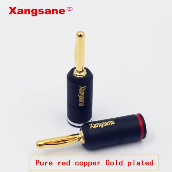 4 pieces High Performance copper Gold plated Banana Lock Plug HiFi Speaker Connectors