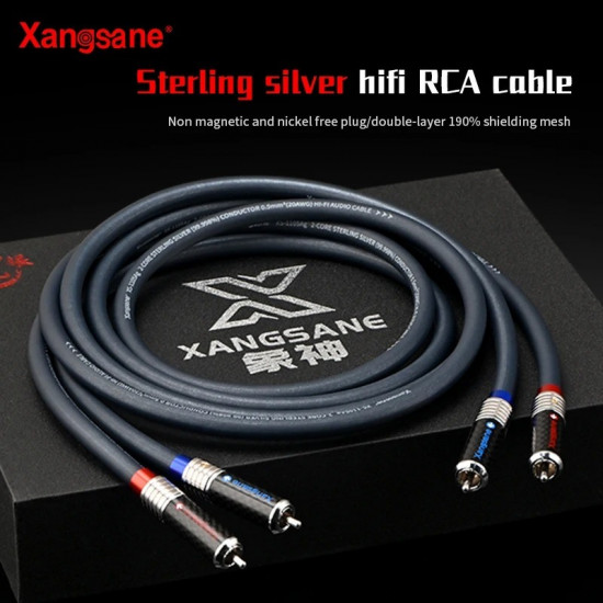 Xangsane Hifi Rca Cable 4N Sterling  Pure Silver 1mm ² Core Power Amplifier Sound Card Decoding Connection Cable Hifirca Plug