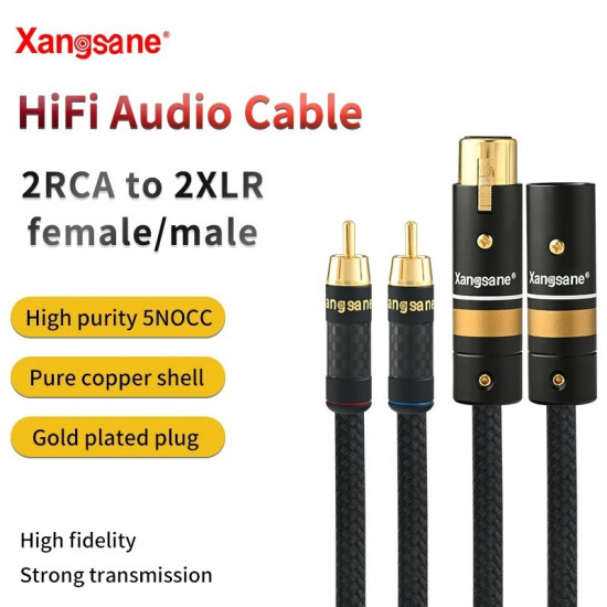 5N OCC XLR Male Female To Double Lotus Rca Audio Cable Effector Power Amplifier Mixer Connection Cable