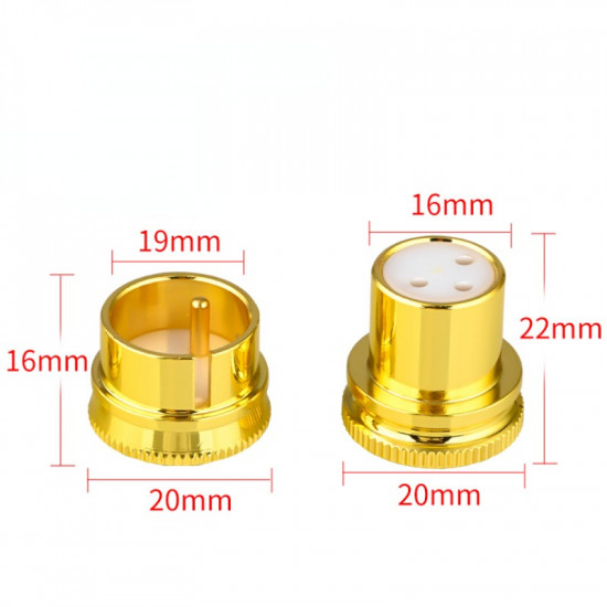 2Pcs Gold Plated Copper XLR Plug Cover Dust Cap Shielded Anti-oxidation Noise Stopper Audio Adapter Protector