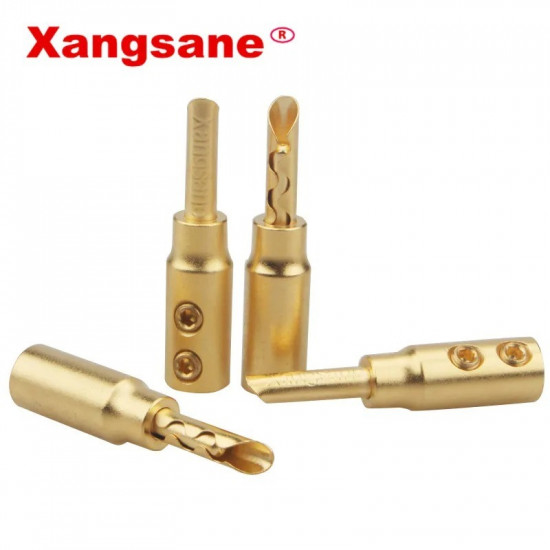 Copper Sand Gold DIY Banana Plug Hifi Speaker Cable Connection Short Column Solderless Connector