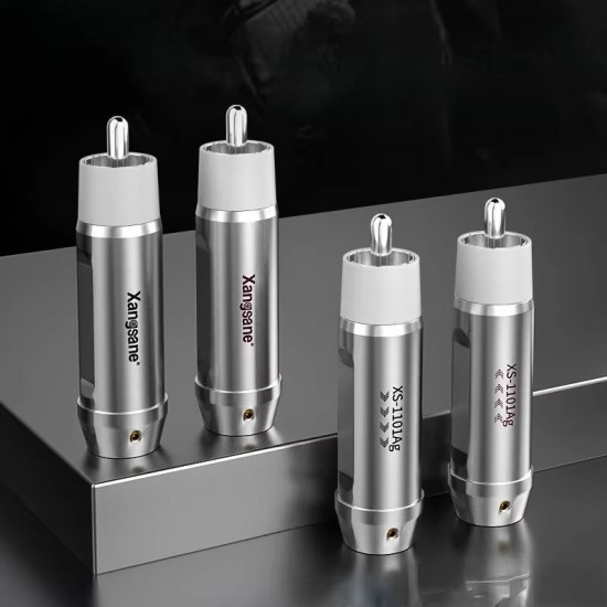 4Pcs DIY 4N Pure Silver Core RCA Plug Weld Coaxial Sterling Silver Lotus Terminal Connector with BOX