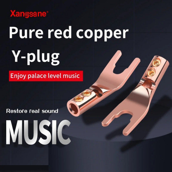 4pcs Red Copper Hifi Y Plug Power Hifi Amplifier Speaker Gold-plated Rhodium Plated Hifi Speaker Cable Plug Terminal