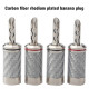 8pcs Carbon Fiber Black / White Copper Rhodium Plated Banana Plug Hifi Audio Speaker Cable Plug