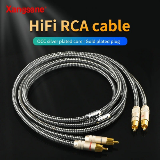 Xangsane High Fidelity 6N OCC Silver Plated Hifi Rca Cable Audio for Power Amplifier Signal Cable Plug AV Cable