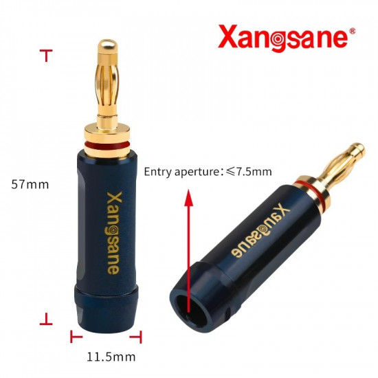 XS-6001Au 4pcs Copper Gold-plated Banana Plug DIY Speaker Amplifier Decoder Connector Wire Accessories