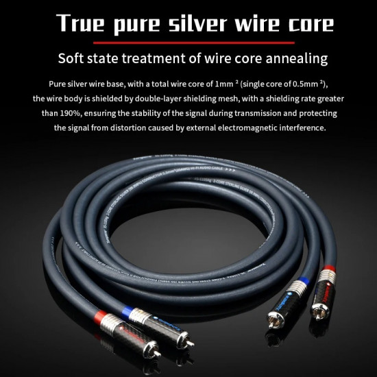 Xangsane Hifi Rca Cable 4N Sterling  Pure Silver 1mm ² Core Power Amplifier Sound Card Decoding Connection Cable Hifirca Plug