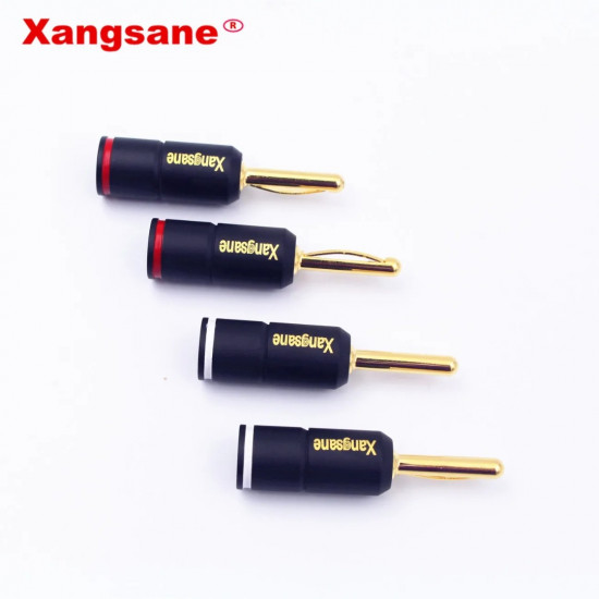 4 pieces High Performance copper Gold plated Banana Lock Plug HiFi Speaker Connectors