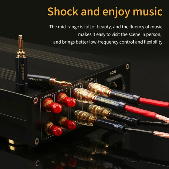 XS-6001Au 4pcs Copper Gold-plated Banana Plug DIY Speaker Amplifier Decoder Connector Wire Accessories