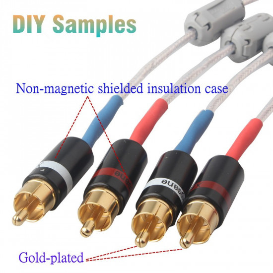 4Pcs Gold-plated Copper RCA Plug Welding DIY Signal Cable AV HiFi Audio Adapter Connector