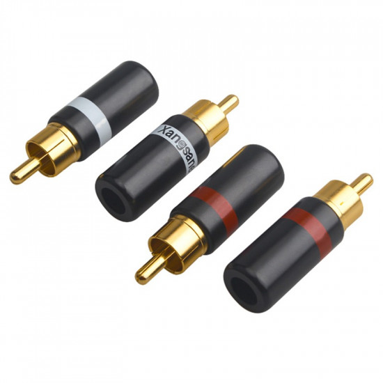 4Pcs Gold-plated Copper RCA Plug Welding DIY Signal Cable AV HiFi Audio Adapter Connector