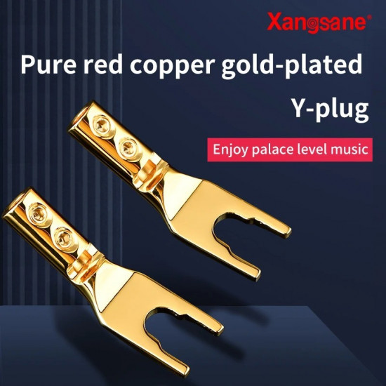 4pcs Red Copper Hifi Y Plug Power Hifi Amplifier Speaker Gold-plated Rhodium Plated Hifi Speaker Cable Plug Terminal