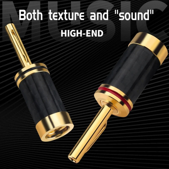 8pcs Carbon Fiber Gold Plated DIY Banana Plug Welding-free Speaker Audio Amplifier Plug