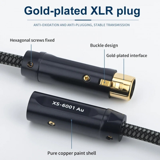 XS-6001 Oxygen Free Copper Hifi Balanced Cable Pure Copper Gold-plated XLR Cable Microphone Sound Card Cable