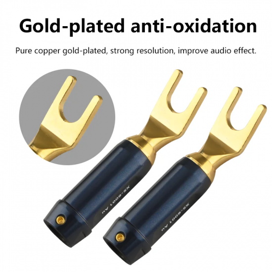 Copper Gold-plated DIY Spade Y Plug for Power Amplifier CD Player Hifi Speaker Cable Connection Accessories