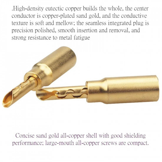 Copper Sand Gold DIY Banana Plug Hifi Speaker Cable Connection Short Column Solderless Connector