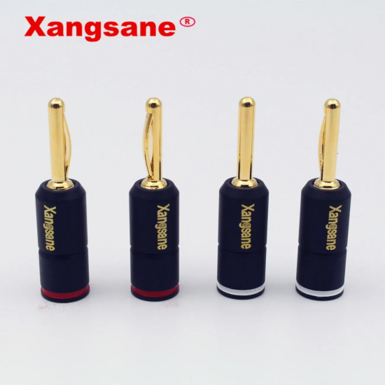 4 pieces High Performance copper Gold plated Banana Lock Plug HiFi Speaker Connectors