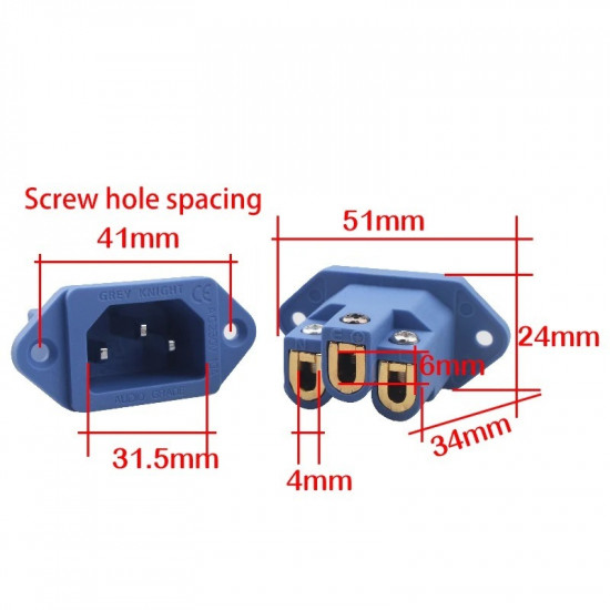 Welding-free Pure Copper Gold-plated/Rhodium-plated Power Supply Tailstock Interface Power IEC Plug Accessories