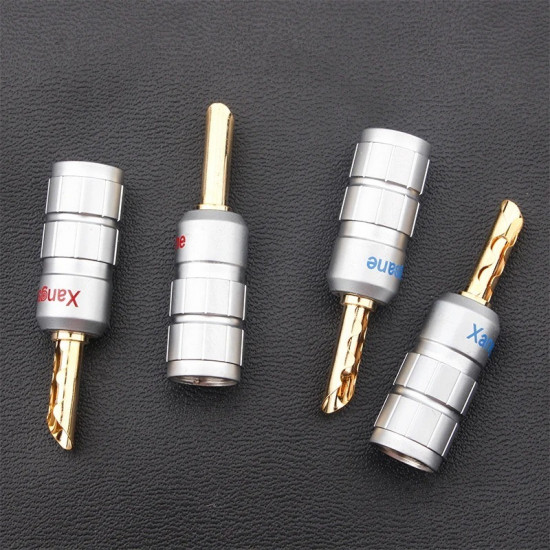 8pcs Copper Banana Speaker Plug Power Amplifier Audio Plug Screw Solder-free