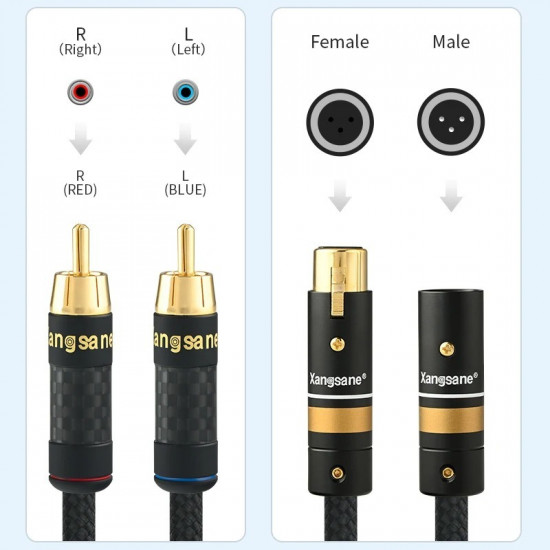 5N OCC XLR Male Female To Double Lotus Rca Audio Cable Effector Power Amplifier Mixer Connection Cable