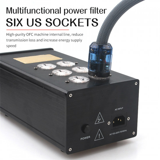 Hi-end Audio Power Filter US Plug Power Purifier HiFi Amplifier Audio Socket 6 Holes