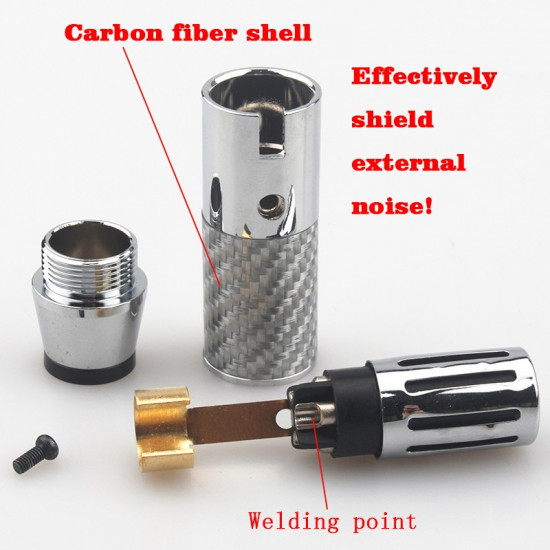 Rhodium Plated Carbon Fiber DIY XLR Plug Electromagnetic Shielding for Audio Balanced Cable Connector HiFi Audio Adapter