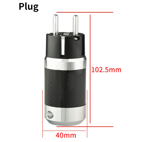 Carbon Fiber EU Pure Copper Rhodium Plated Plug Hifi Power Plug Power Amplifier CD Equipment Power Cord Accessory Plug