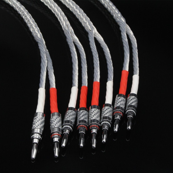 8N OCC Silver-plated Hifi Speaker Cable for High Performance Amplifier CD Sound Connecting Banana Spade Plug