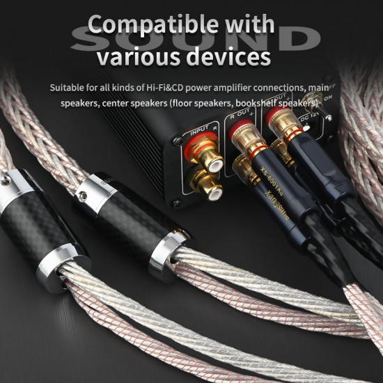 Audiophile Microspace Copper Silver-plated Audio Speaker Cable  Gold-plated Plug HIFI