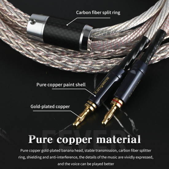 Audiophile Microspace Copper Silver-plated Audio Speaker Cable  Gold-plated Plug HIFI