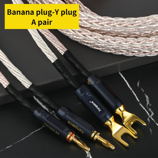 Audiophile Microspace Copper Silver-plated Audio Speaker Cable  Gold-plated Plug HIFI