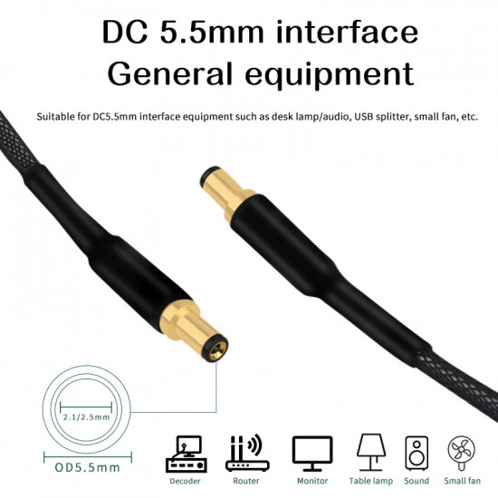 OCC High Fidelit DC Audio Power Cable USB A-2.5mm-2.1mm HiFi Dedicated Audiophile DC2.5-2.1