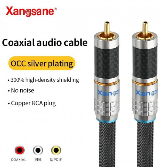 12AWG OCC Silver Plated Coaxial 75 Ohm Digital Audio SPDIF Subwoofer RCA Cable