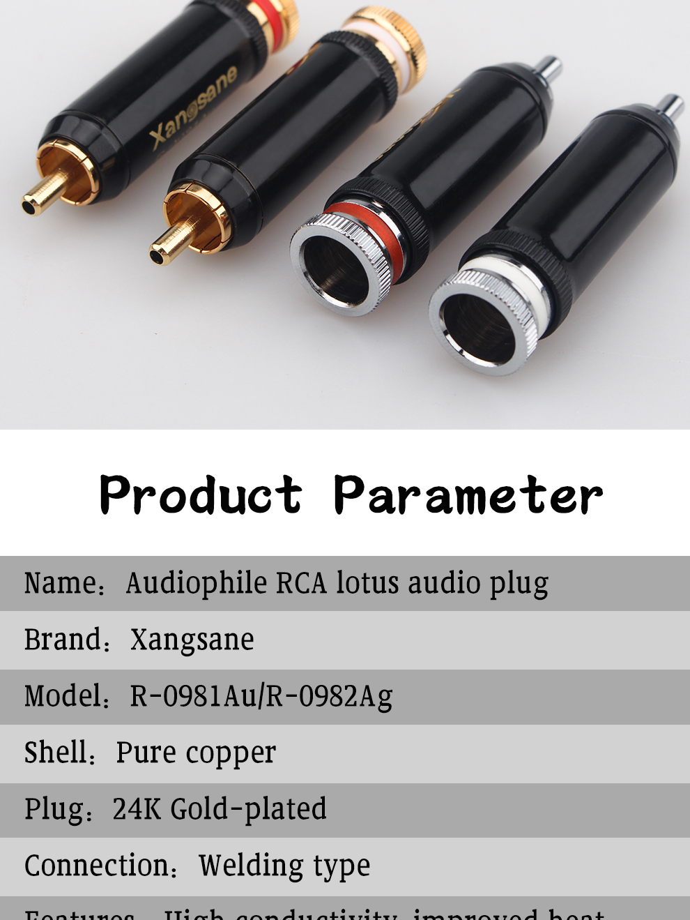 Xangsane-4pcs-from-gold-platedrhodium-plated-self-locking-RCA-lotus-HiFi-audio-signal-cable-plug-fever-audio-DIY-accessories-2255800293021551
